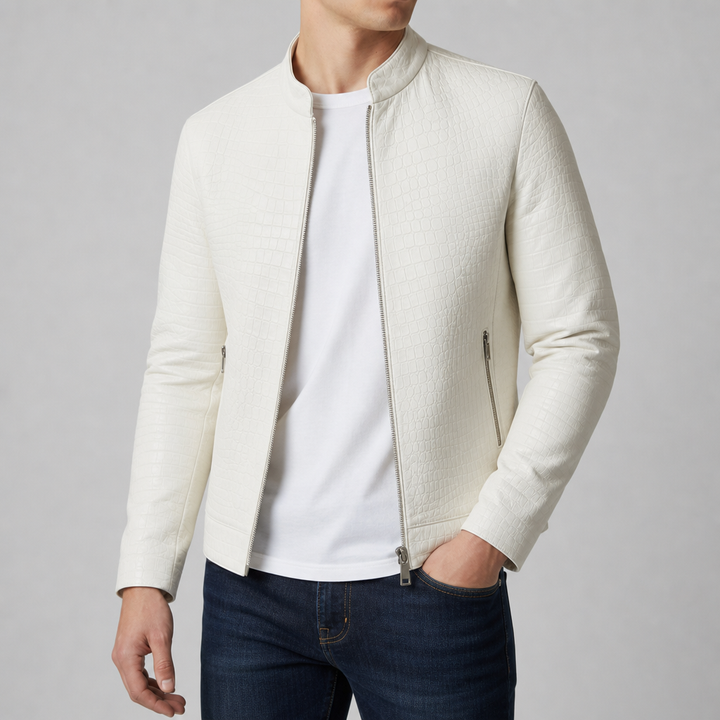 Ajaccio Croc Embossed Leather Jacket