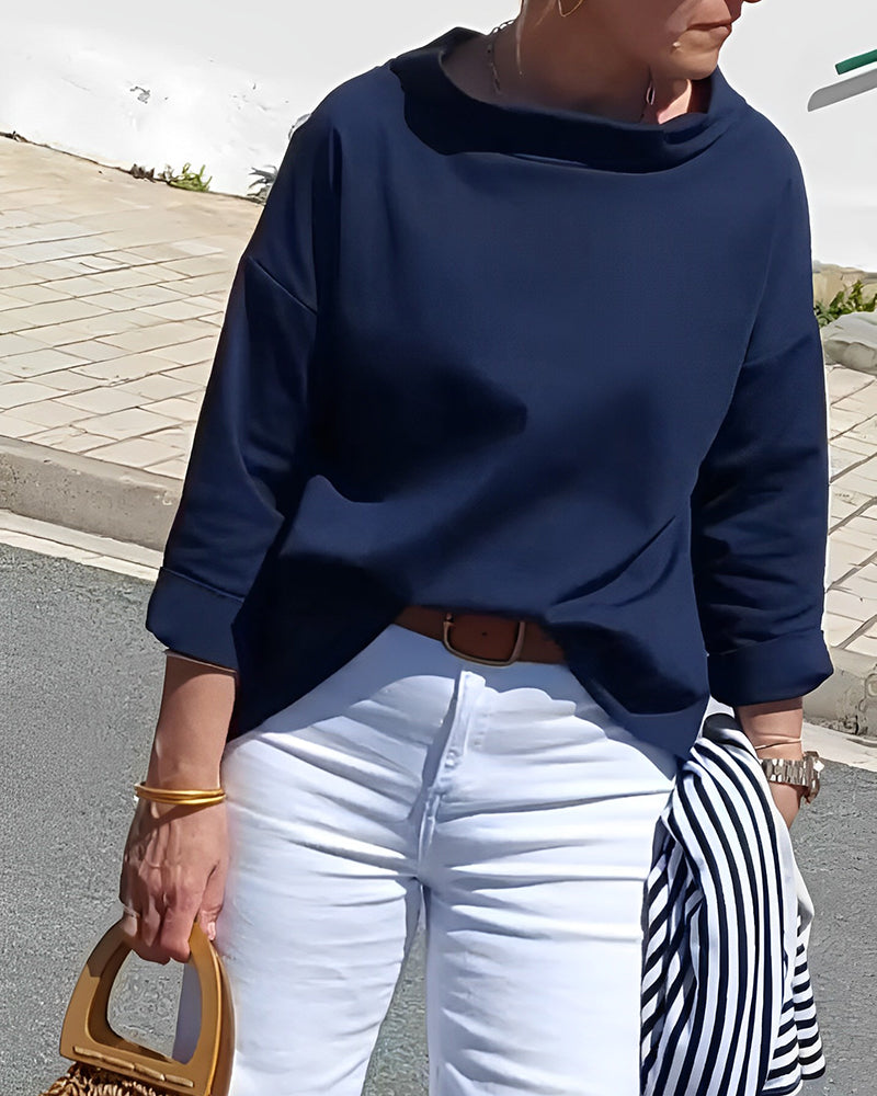 Women's Elegant 3/4 Sleeve Collared Blouse Top