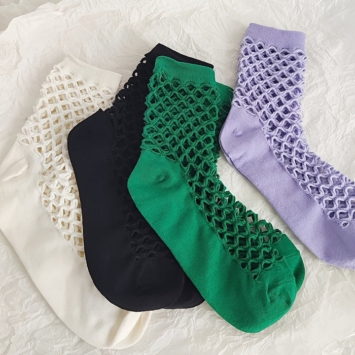 Solid Openwork Socks