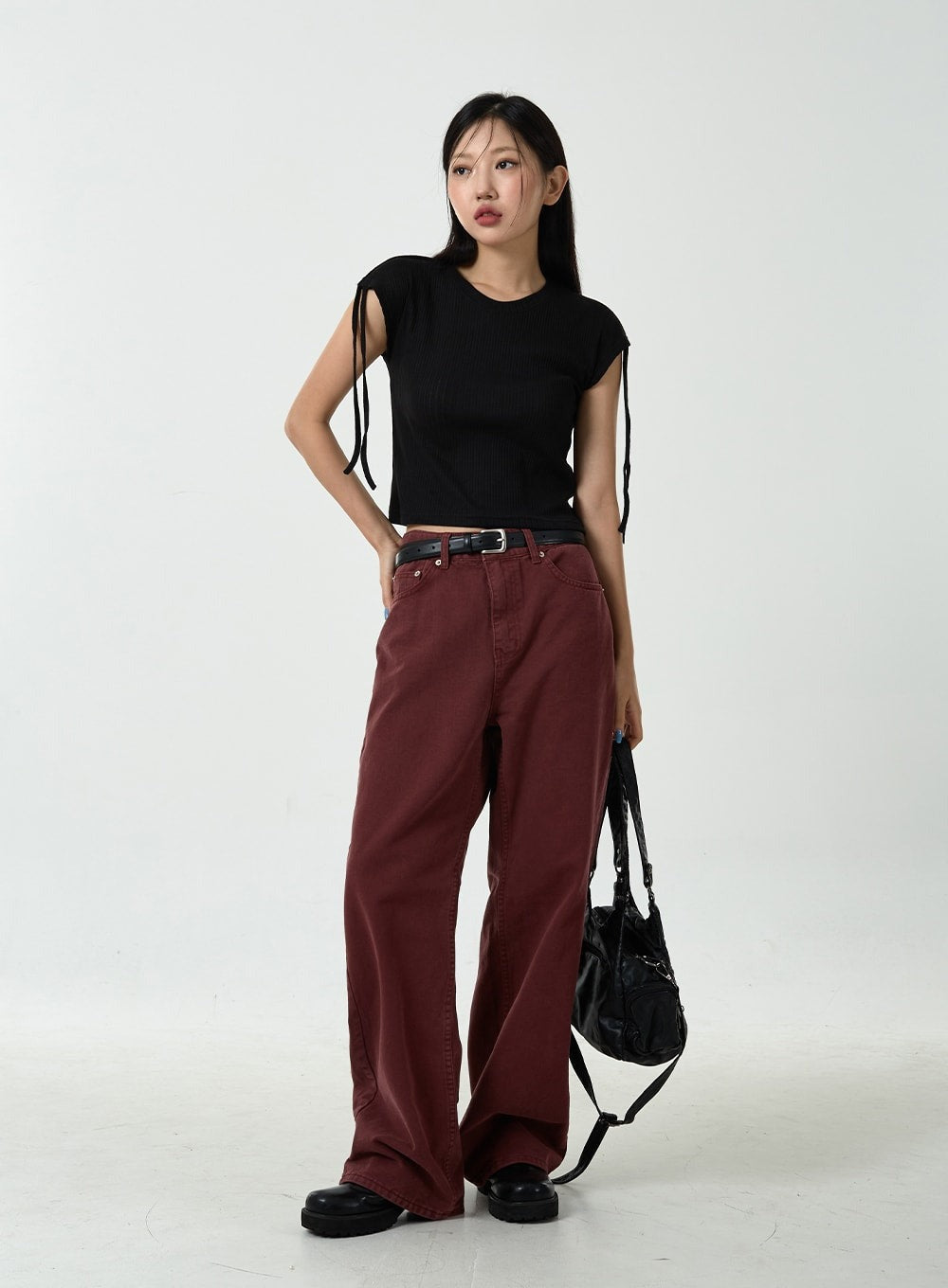 Taranta - Black Shoulder Bag with Studs