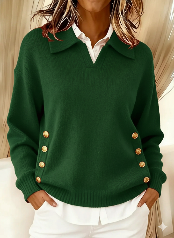 Women's Polo Collar Sweater - Simple and Elegant