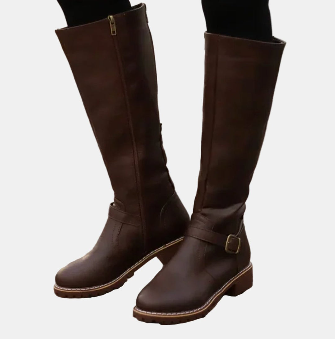 Giselle | Elegant Knee-High Riding Boots with Buckle Details