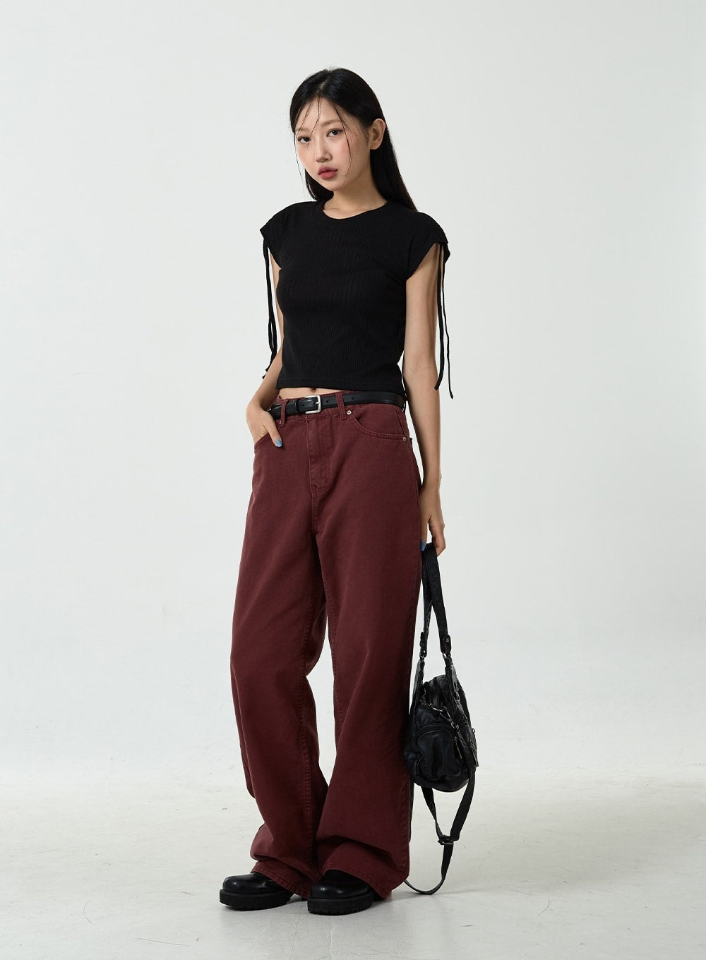Taranta - Black Shoulder Bag with Studs