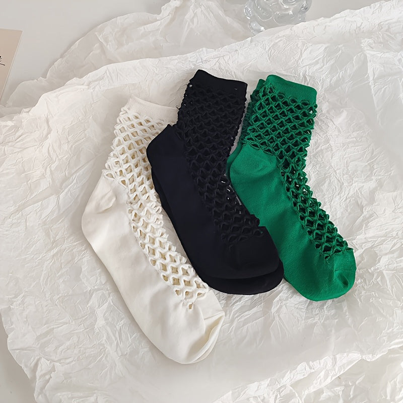 Solid Openwork Socks