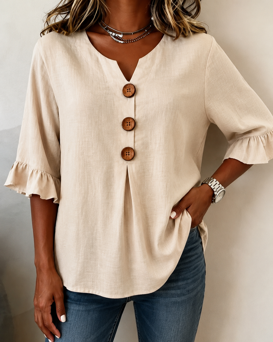 Amelie™ | Belly-Camouflaging Blouse with Buttons