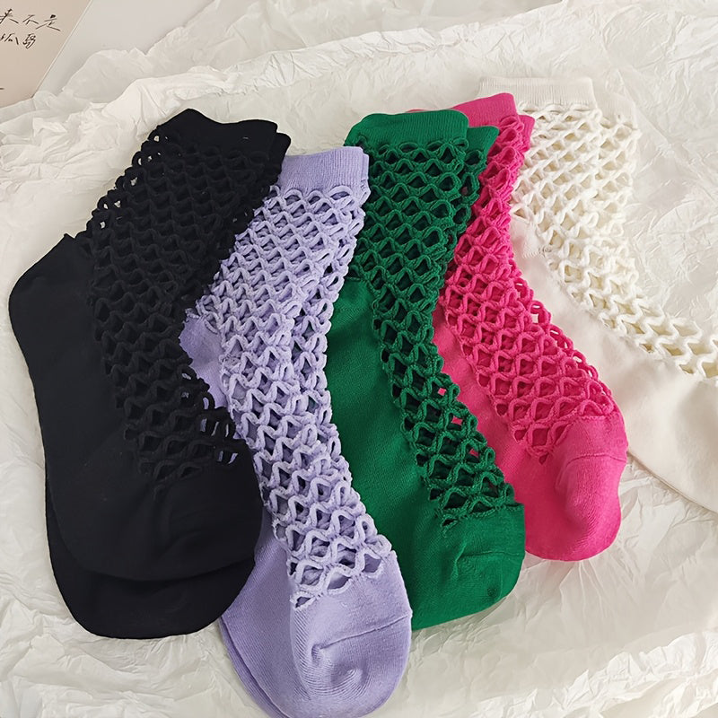 Solid Openwork Socks