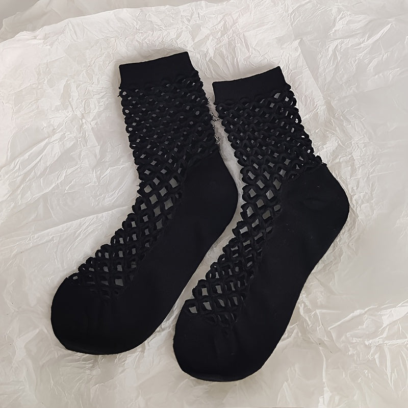 Solid Openwork Socks