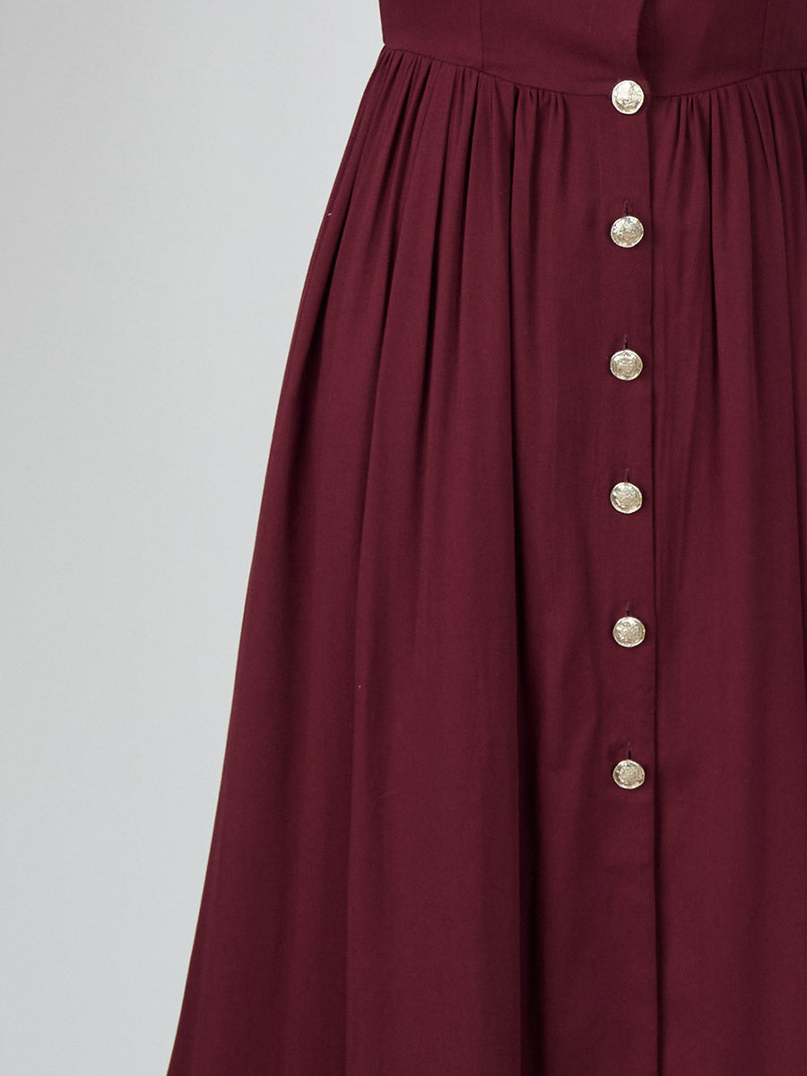 Elegant Zinfandel-colored Cotton And Linen Sleeveless Maxi Dress, view 6 - Elena Harper