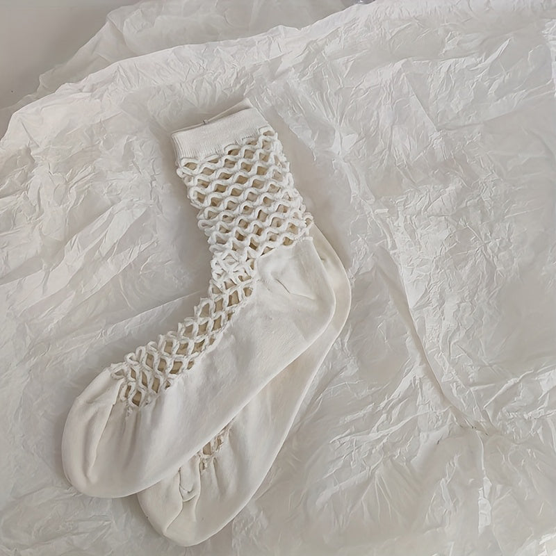 Solid Openwork Socks
