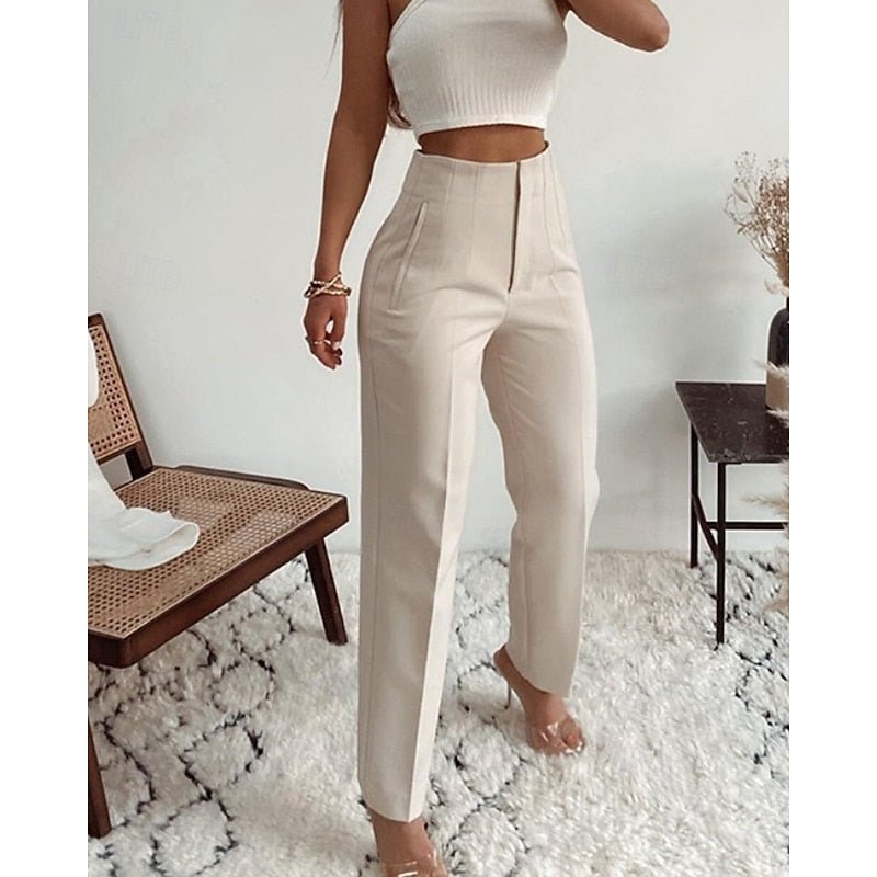 Johanna | Women's High-Waisted Trousers with Loose Straight Leg