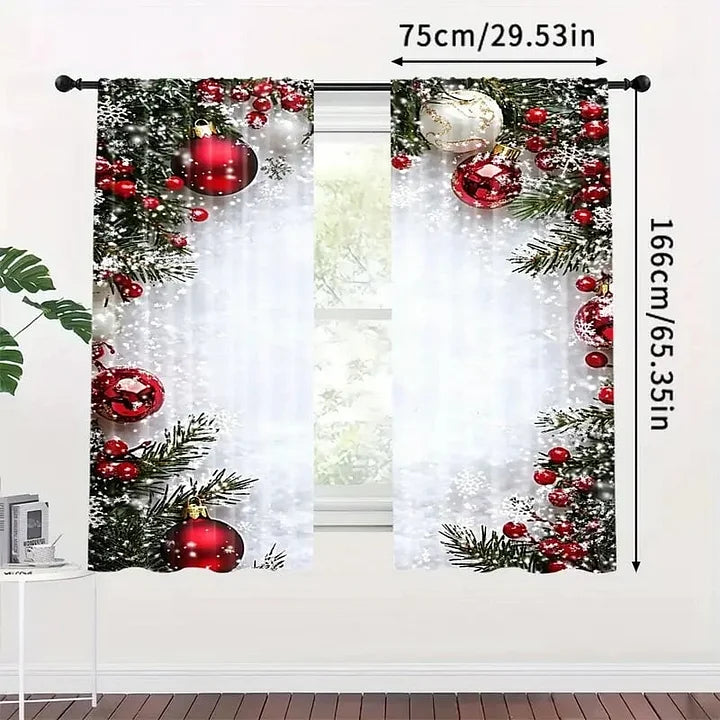 FrostLinen Curtains with Christmas Motif, view 5 - Elena Harper