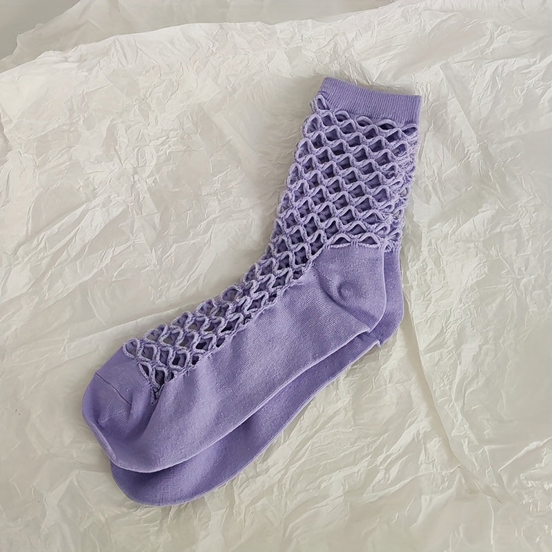 Solid Openwork Socks