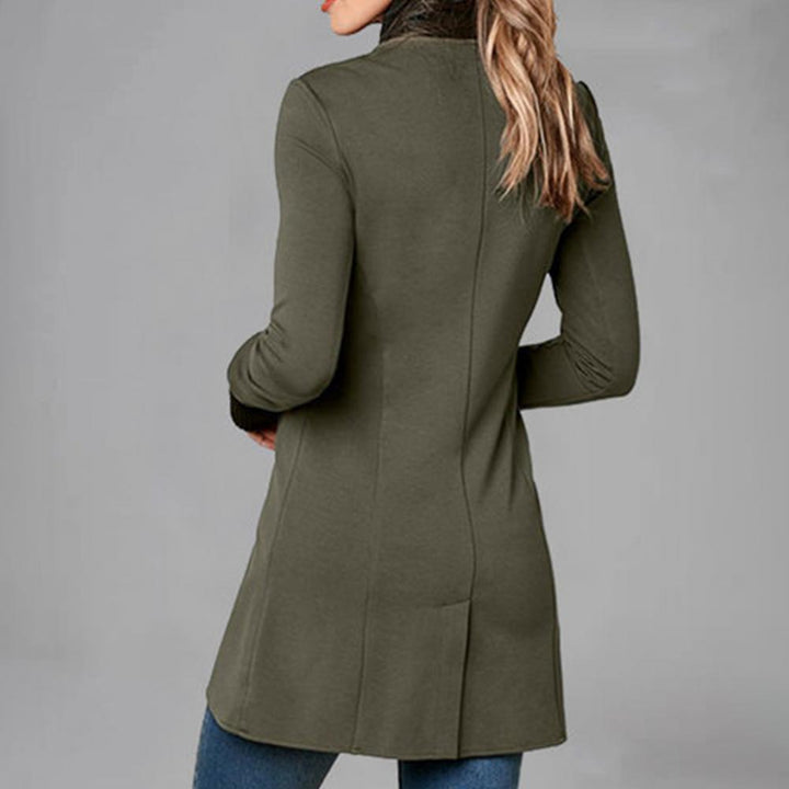 Women's Jacket with Long Sleeves, Stand-Up Collar, and Buttons