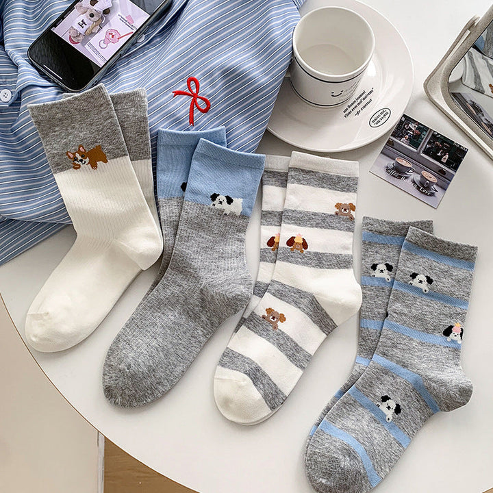 Casual Socks with Puppy Print