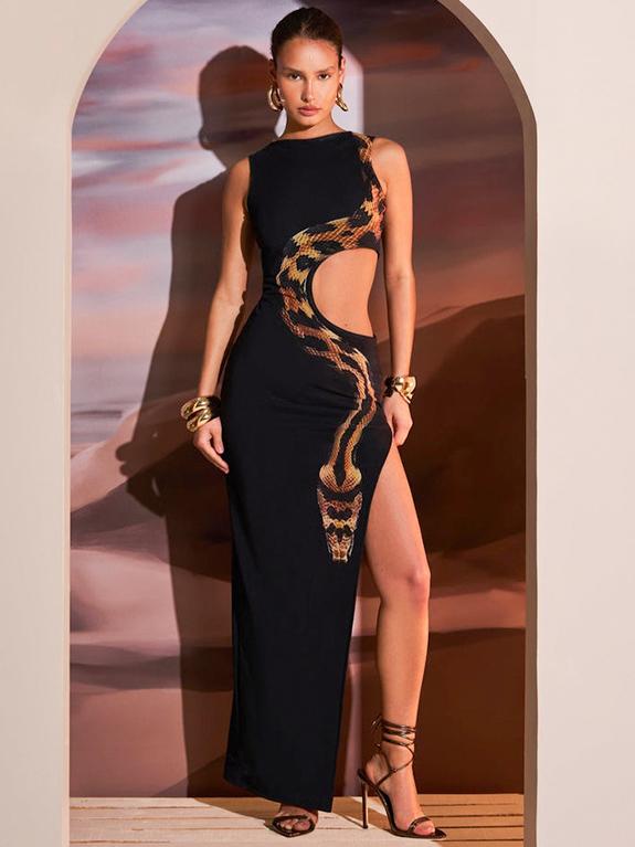 Elegance Meets Seduction: Slim-Fit Split-Back Maxi Dress