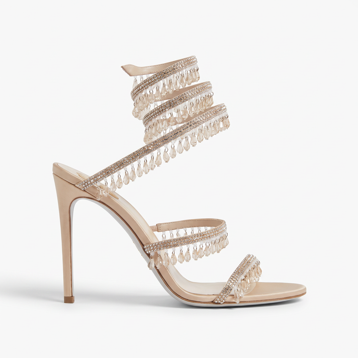 Diamante Ankle Strap Heeled Sandals