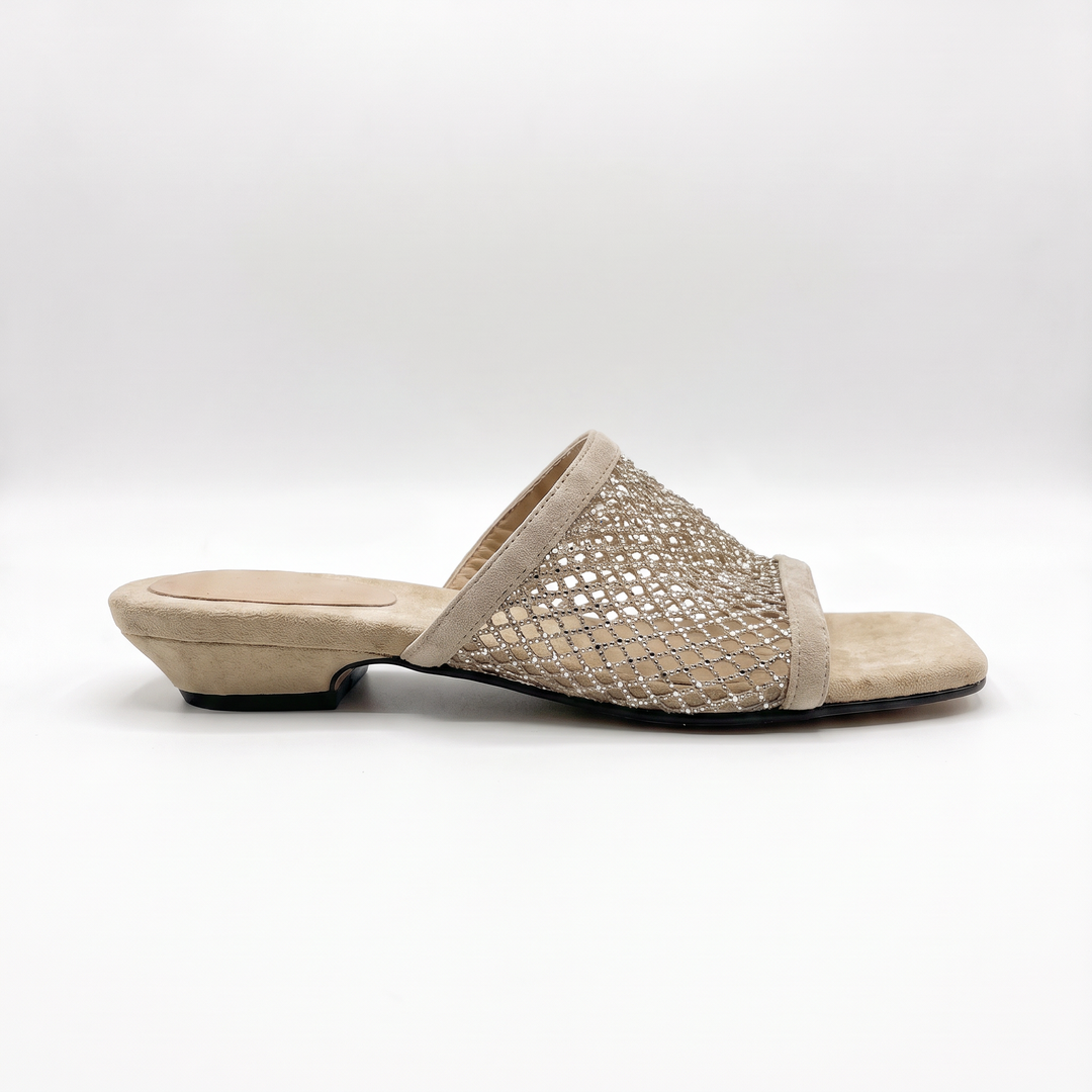 Diamante Mesh Party Mule Sandals