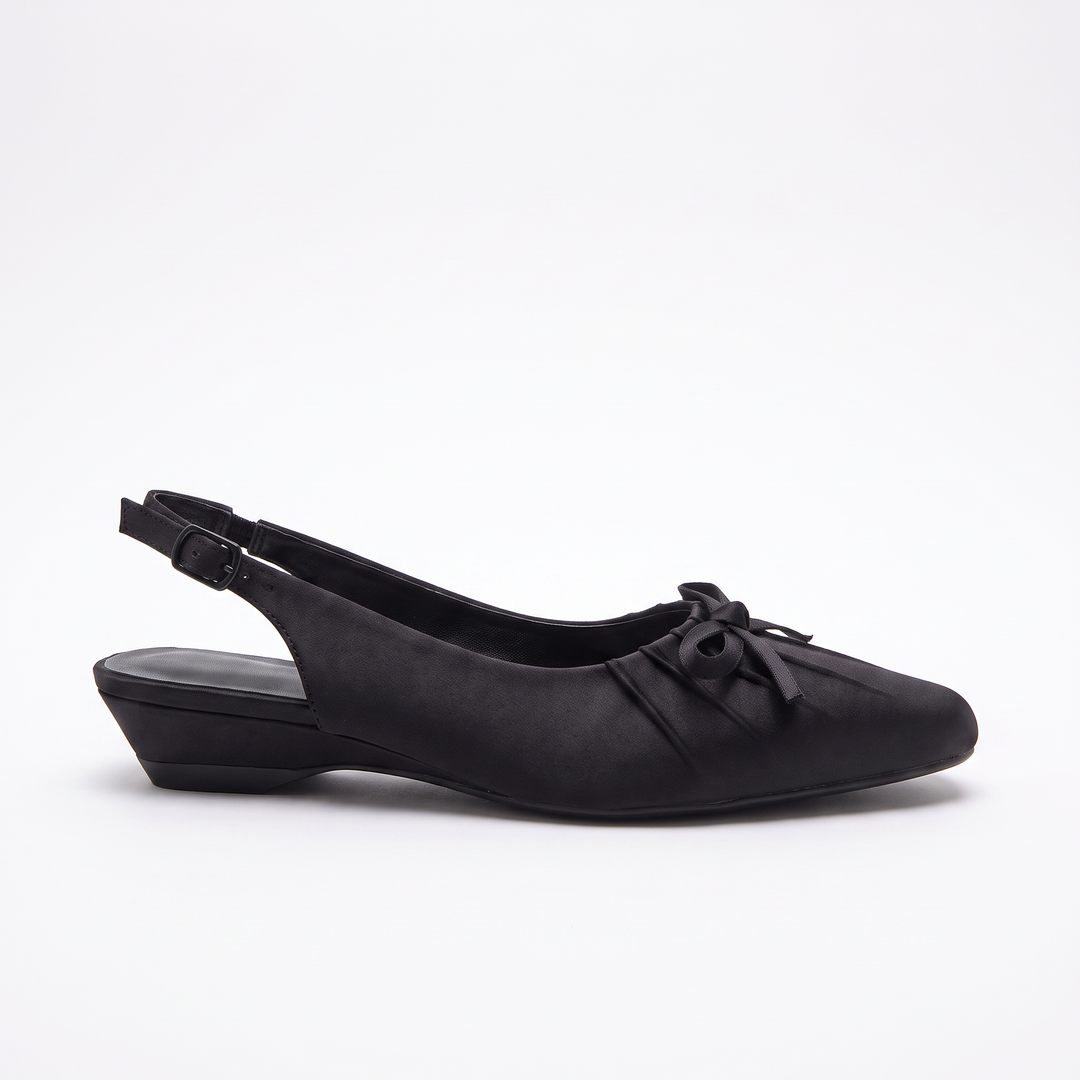 Black Bow Slingback Kitten Heels