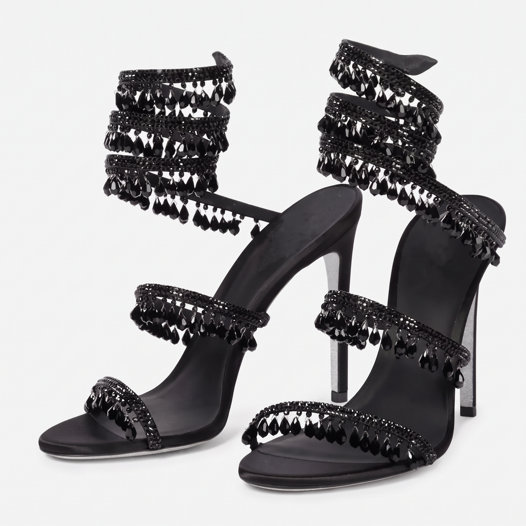 Diamante Ankle Strap Heeled Sandals