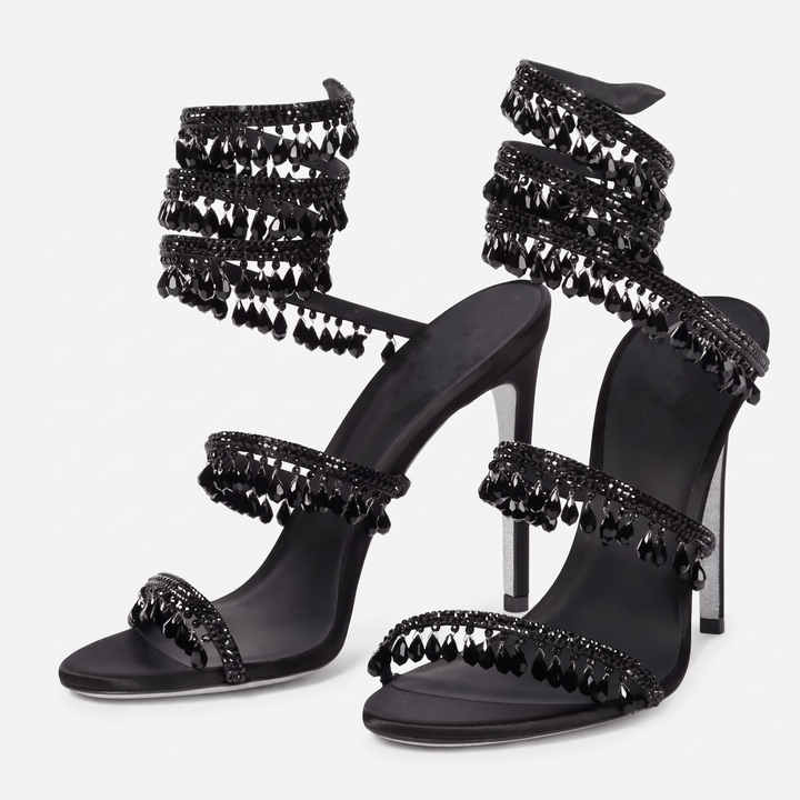 Diamante Ankle Strap Heeled Sandals