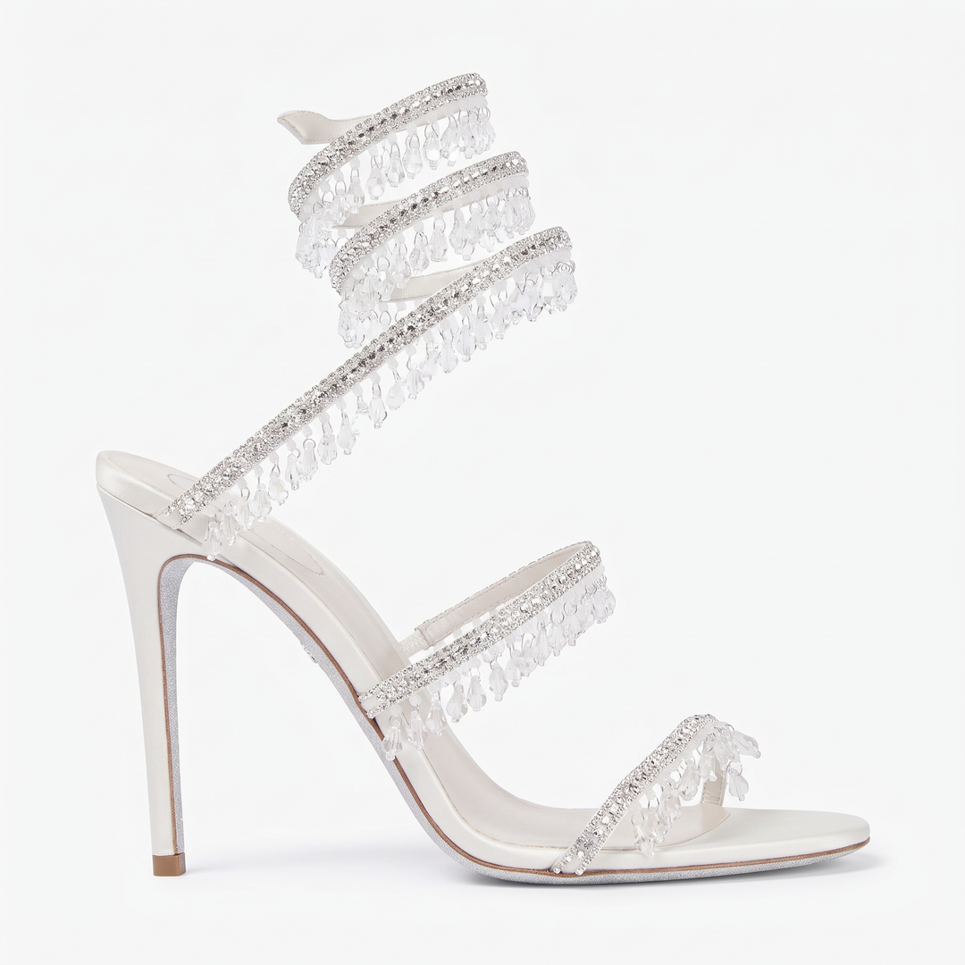Diamante Ankle Strap Heeled Sandals