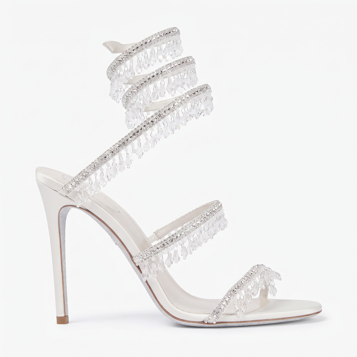 Diamante Ankle Strap Heeled Sandals