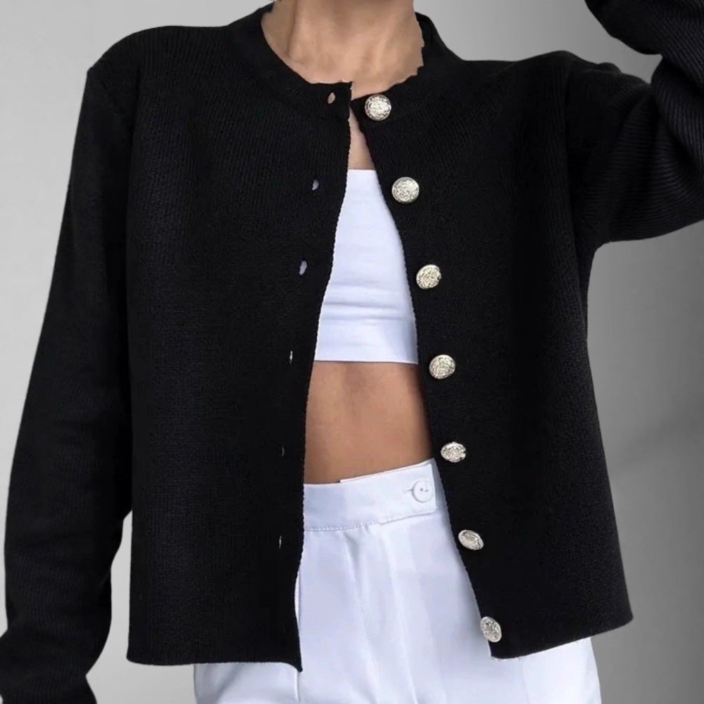 Women's Buttoned Knit Cardigan - Minimalist and Easy to Layer