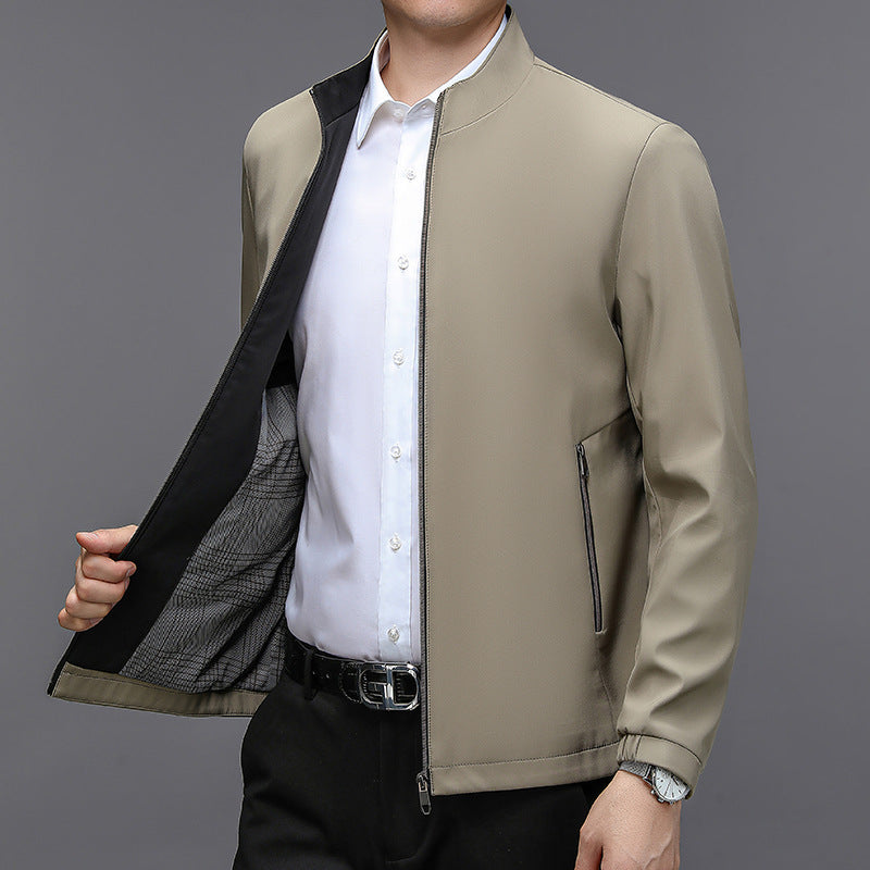 Lightweight Men's Jacket with High Collar and Side Pockets – Casual Bomber Ideal for Spring and Autumn