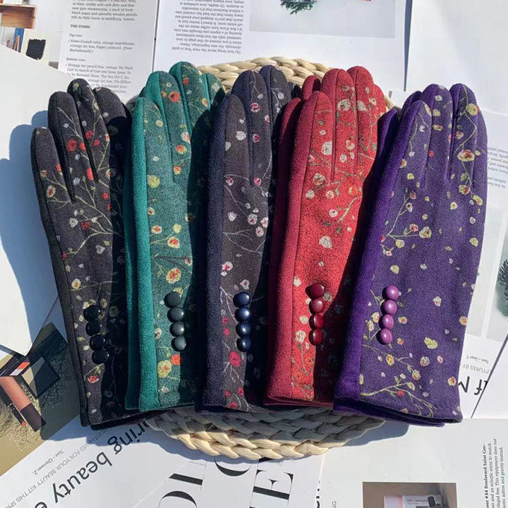 Warm Floral Printed Gloves