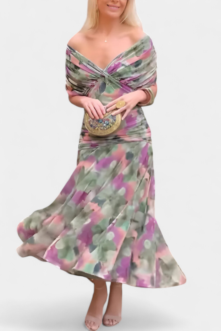 Women's Elegant Floral Maxi Dress Flowing & Flattering Style, view 5 - Elena Harper