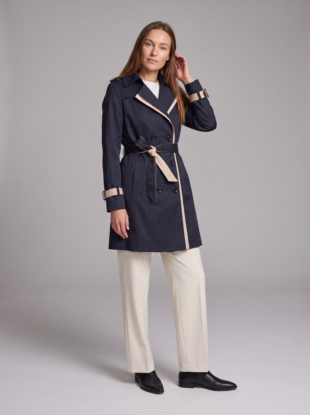 Double Breasted Belted Trench Coat