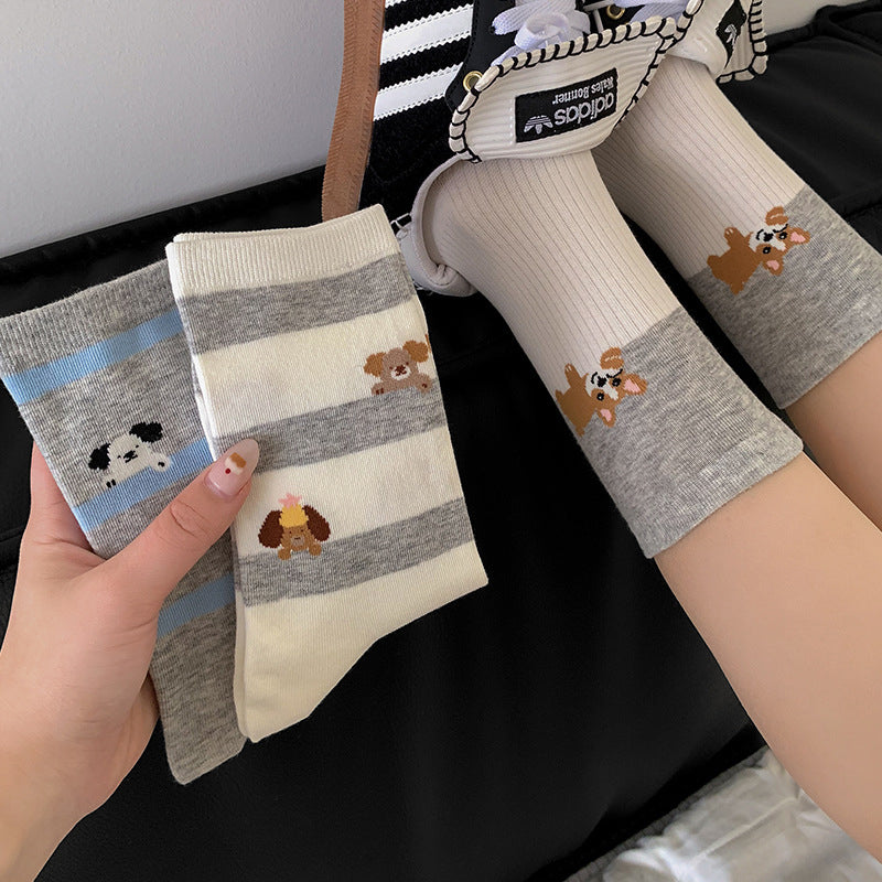 Casual Socks with Puppy Print
