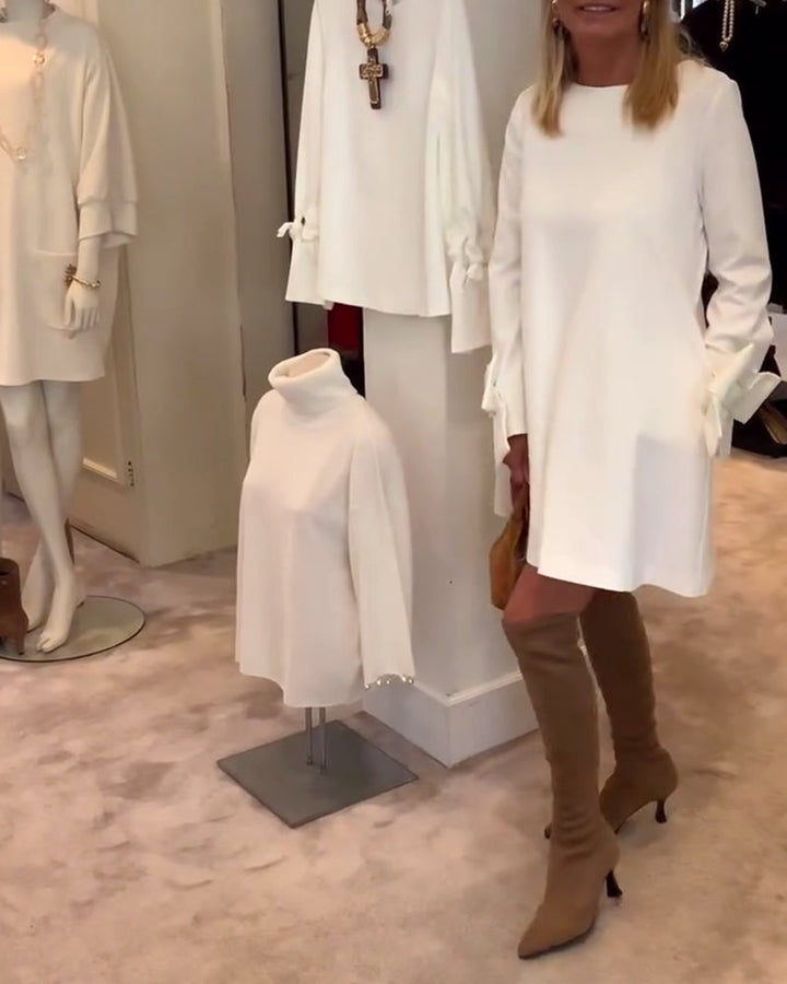 Nia Elegant Bow-sleeve Mini Dress - Elena Harper
