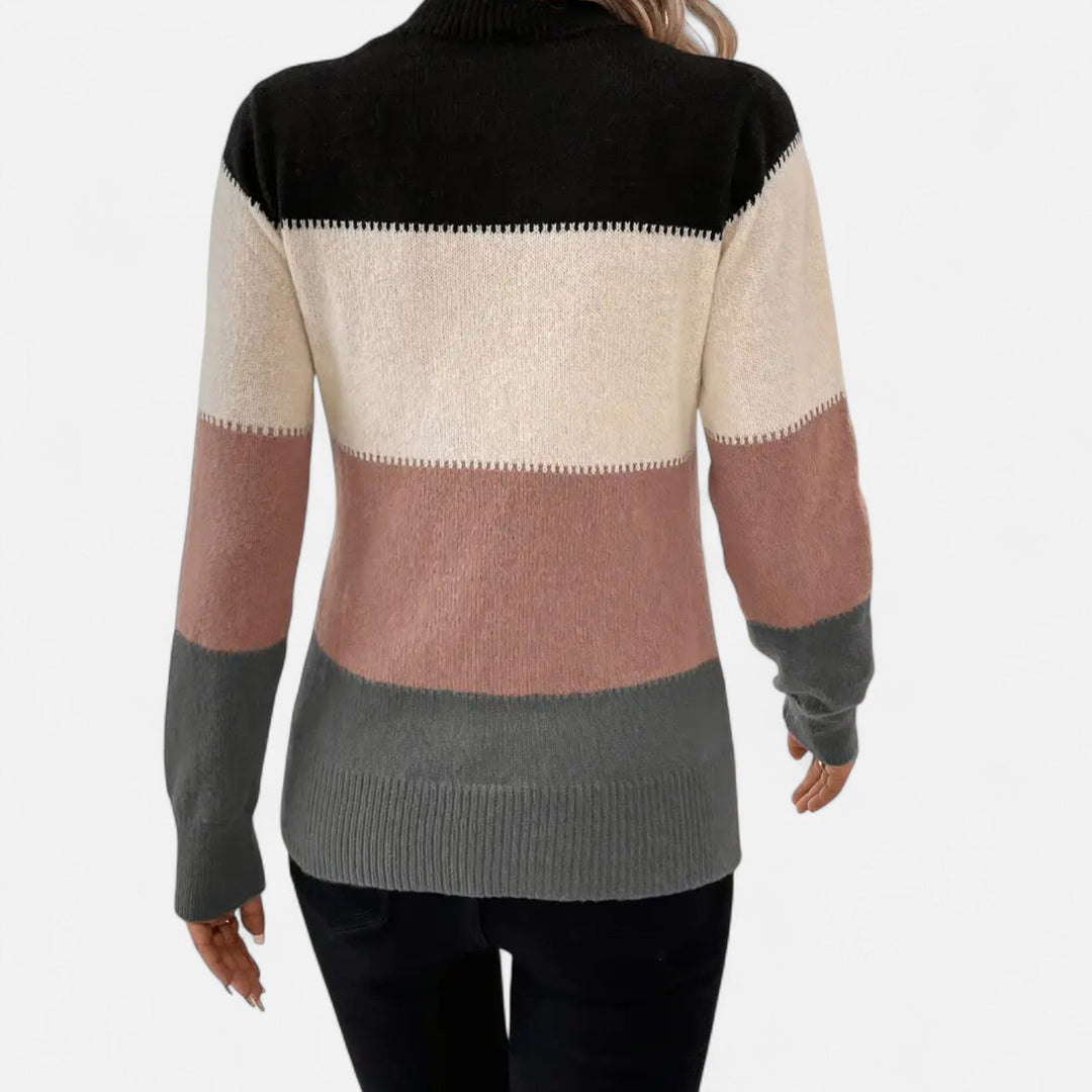Women's Striped Crew Neck Sweater - Effortless Style