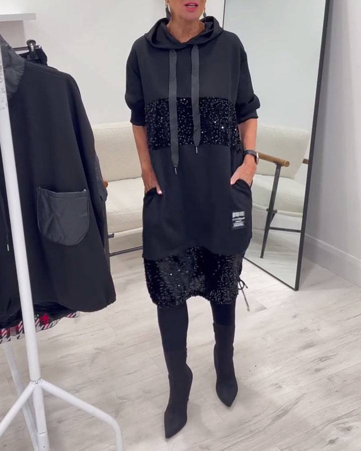 Mansherry Trendy Patchwork Hooded Dress - Elena Harper