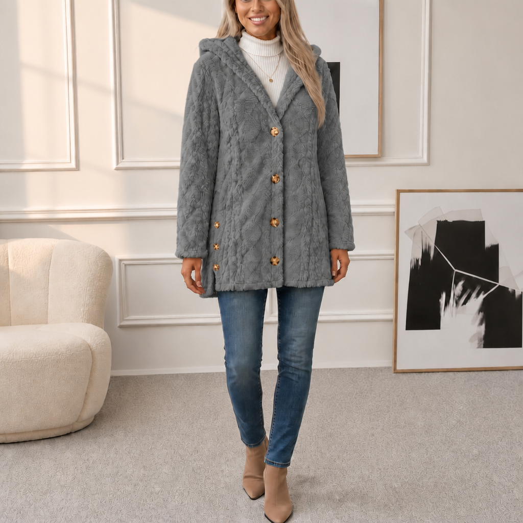 Amelia | Plush Sherpa Jacket with Elegant Diamond Pattern
