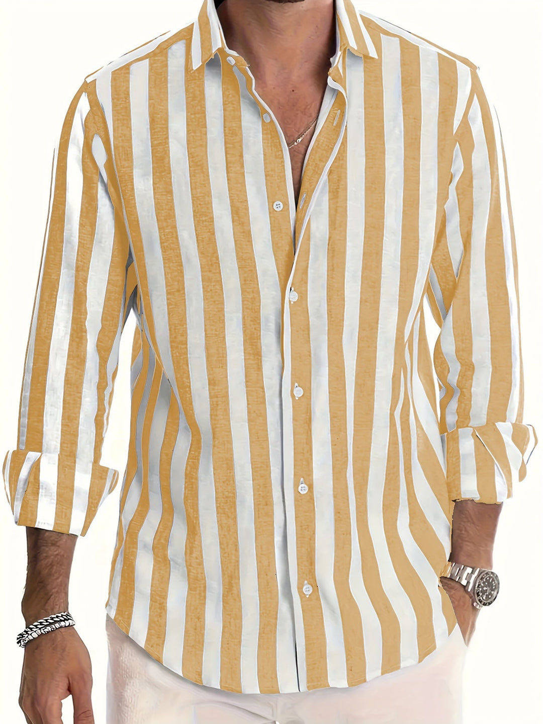 Refined Striped Shirt for Men - Elena Harper