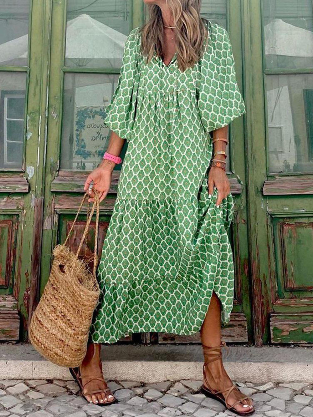 Bohemian Printed Maxi Dress - Elena Harper