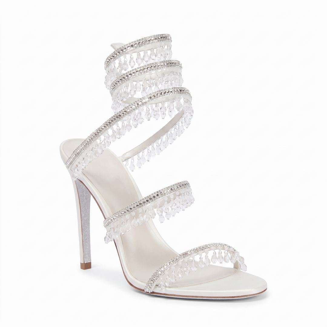 Diamante Ankle Strap Heeled Sandals