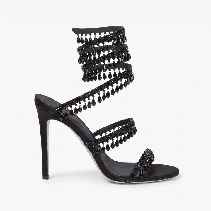 Diamante Ankle Strap Heeled Sandals