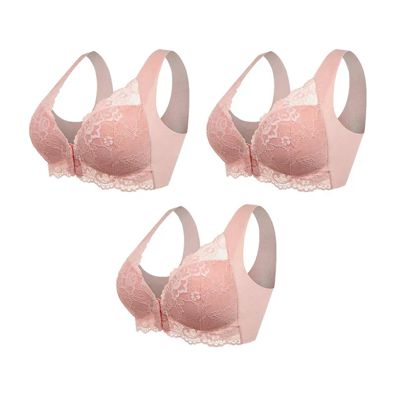 (PACK OF 3) Wireless Shaping Bra with Front Closure - Elena Harper