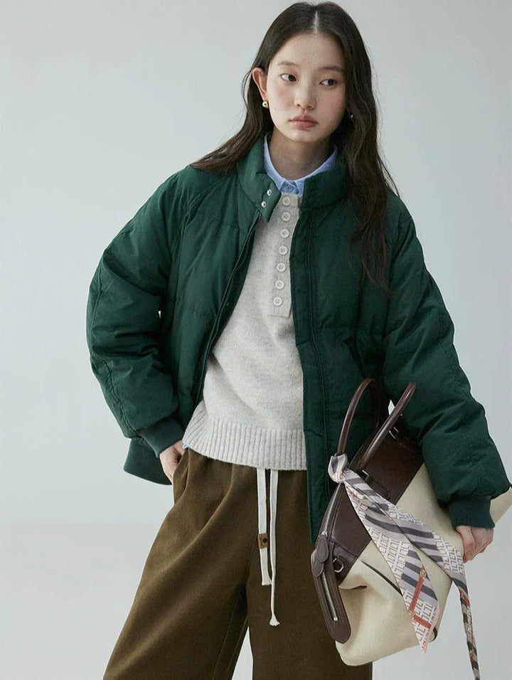 Annora Down Filled Puffer Jacket with High Stand Collar for Women - Elena Harper