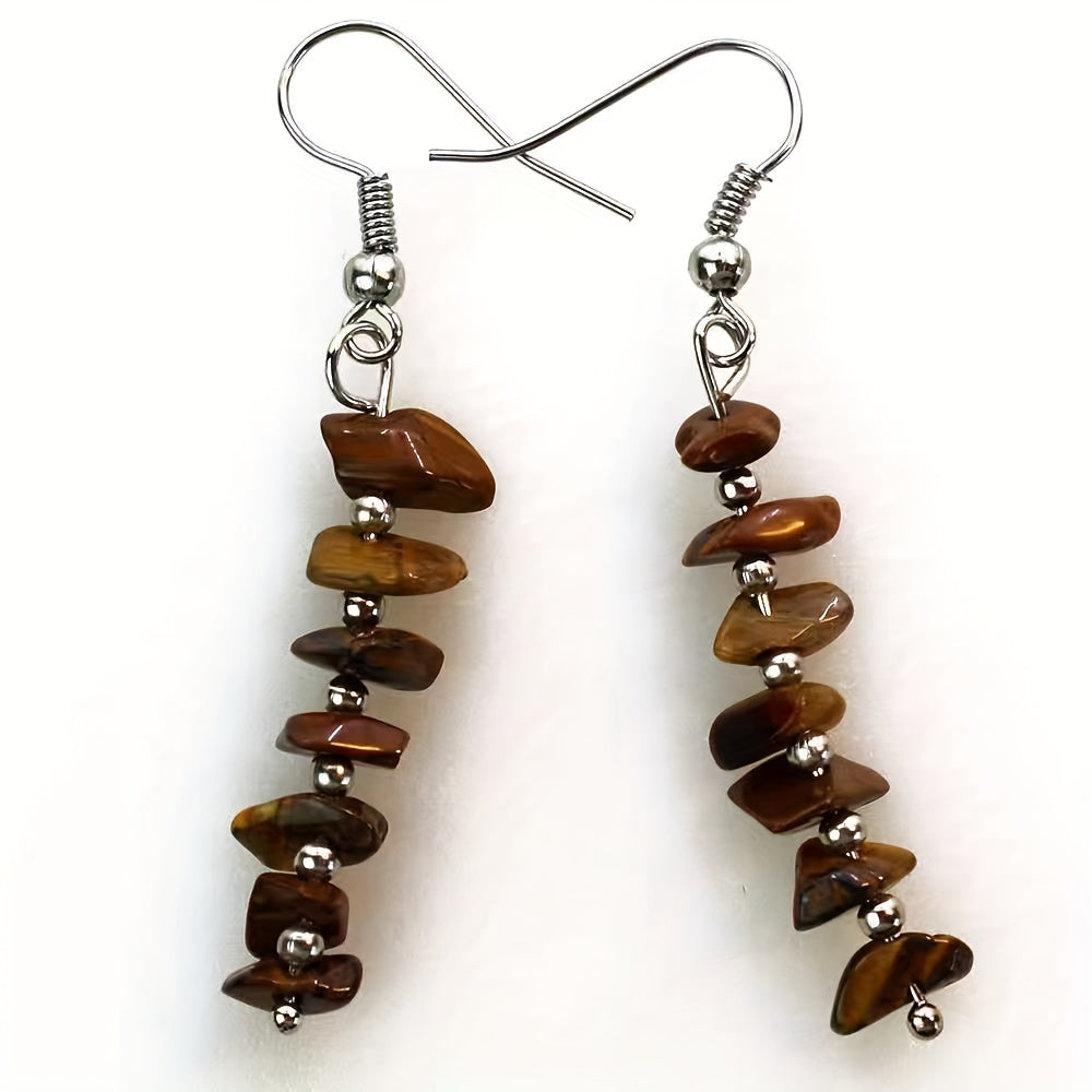 Boho Colorful Natural Gemstone Drop Earrings - Elena Harper