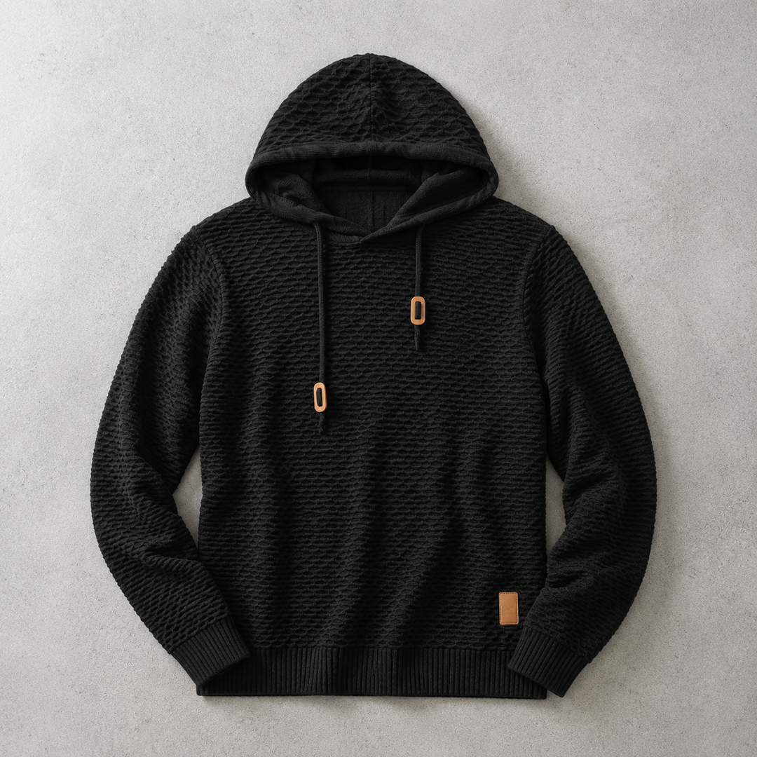 Bormio Basket-Weave Pullover Hoodie, view 4 - Elena Harper