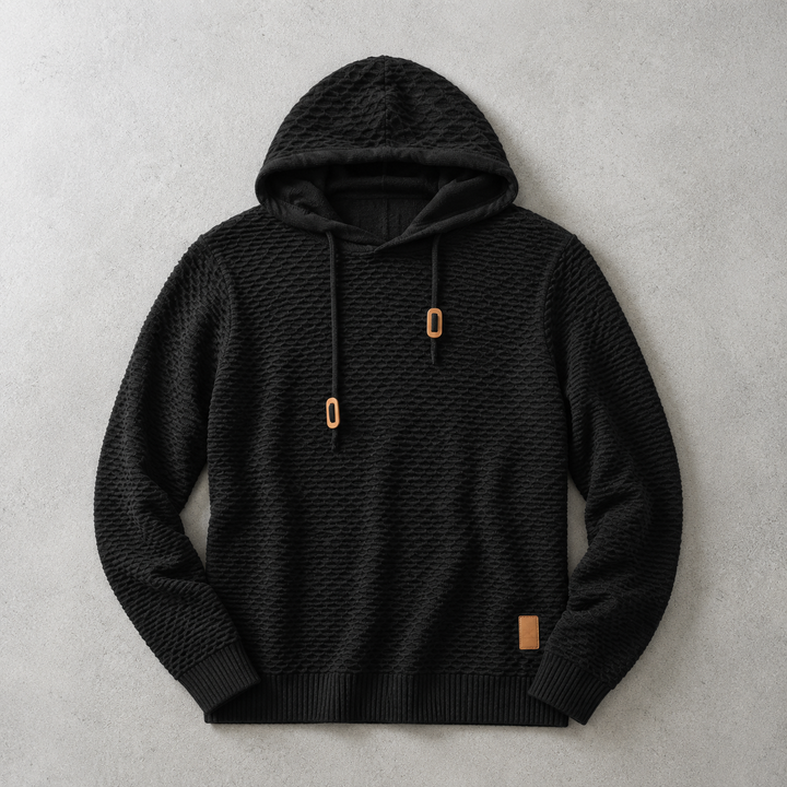 Bormio Basket-Weave Pullover Hoodie, view 4 - Elena Harper