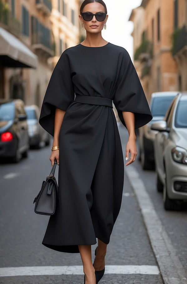 Elegant Dress with Puff Sleeves