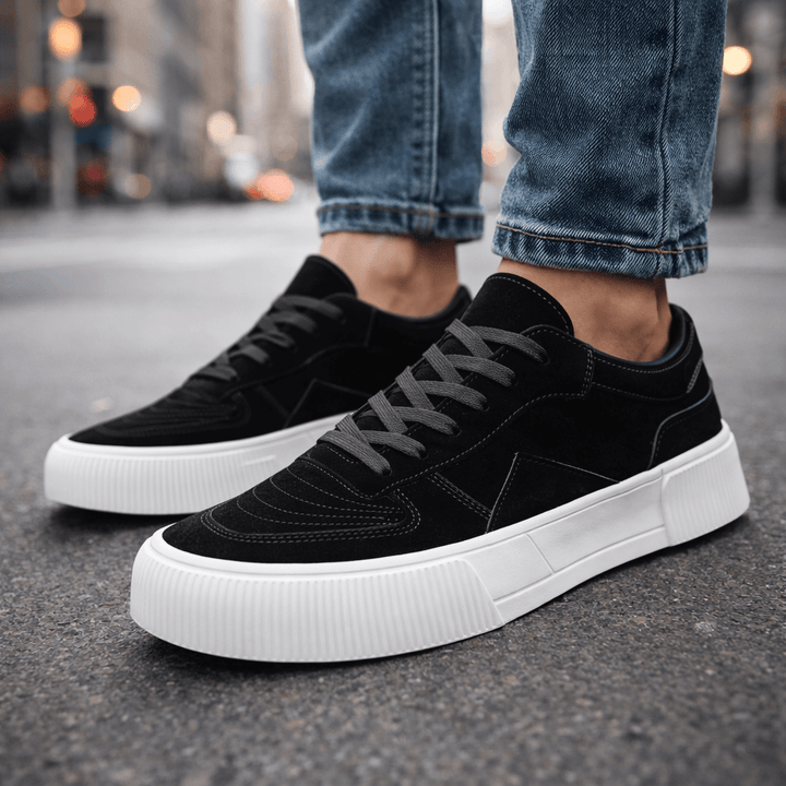 Aurelio Multicolored Suede Sneakers, view 3 - Elena Harper