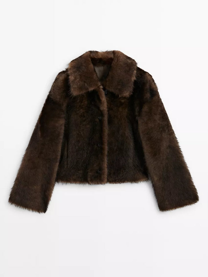 Kurie Reversible Leather Jacket with Fur Collar, view 3 - Elena Harper