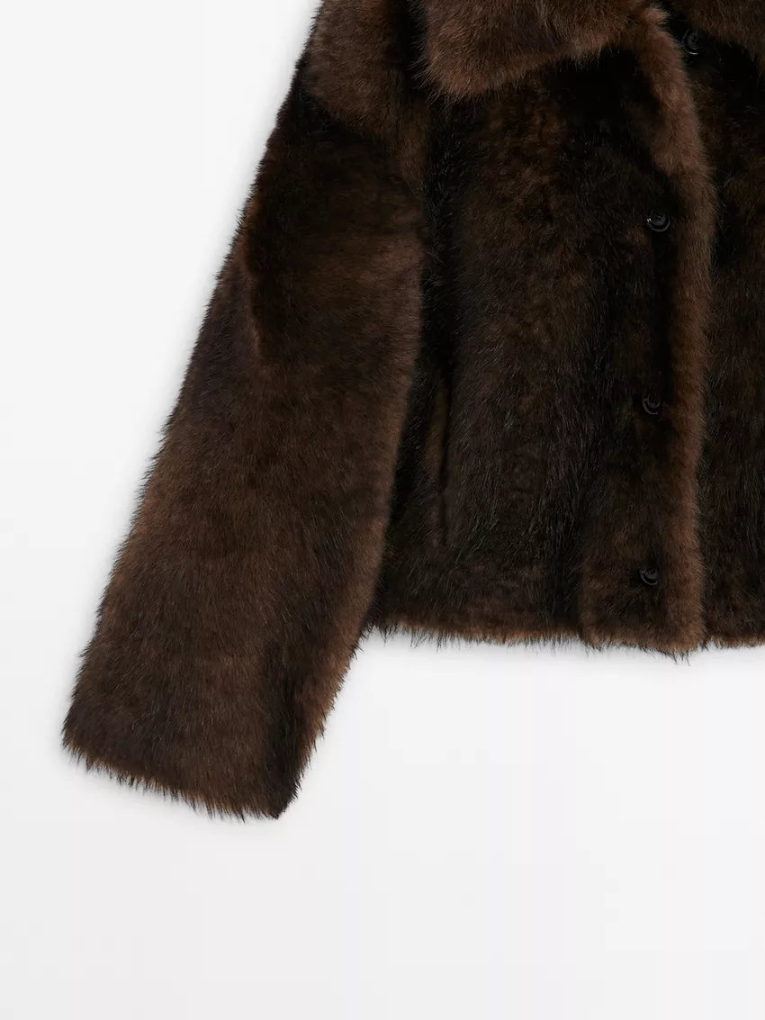 Kurie Reversible Leather Jacket with Fur Collar, view 4 - Elena Harper