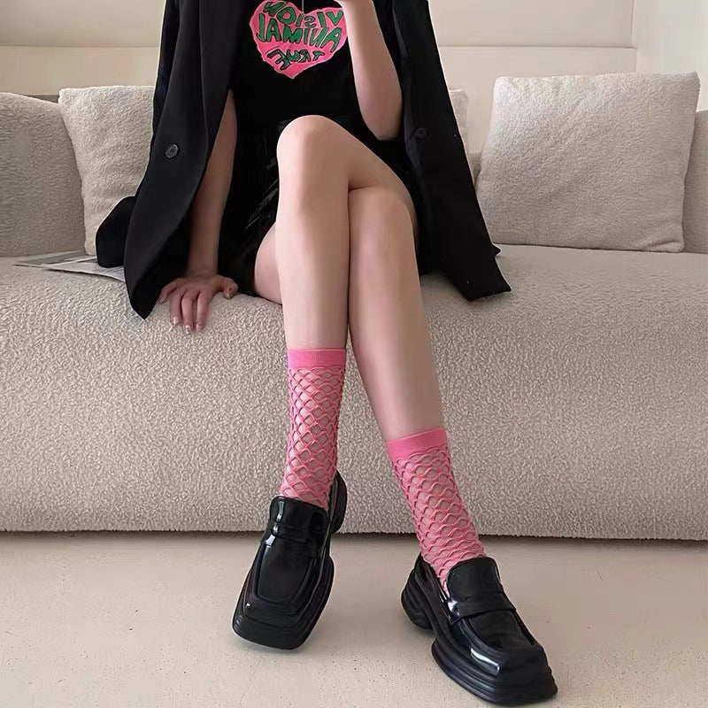 Solid Openwork Socks